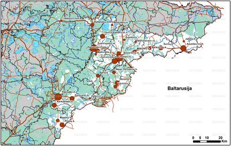 Žemėlapis su Švenčionių rajono seniūnijomis