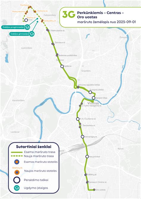 Žemėlapis su autobusų maršrutais link ligoninės