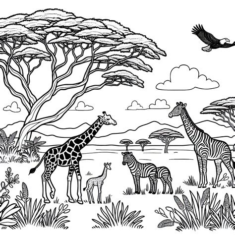 Afrikos savana su gyvūnais