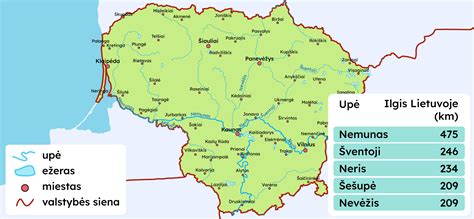 Lietuvos upių ir ežerų žemėlapis