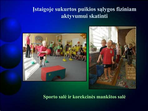 Erdvi salė vaikų fiziniam aktyvumui darželyje