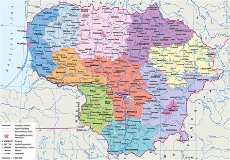 Žemėlapis su Lietuvos kaimų ir viensėdžių išsidėstymu