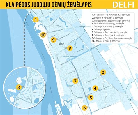 Žemėlapis su darželių lokacijomis Klaipėdoje