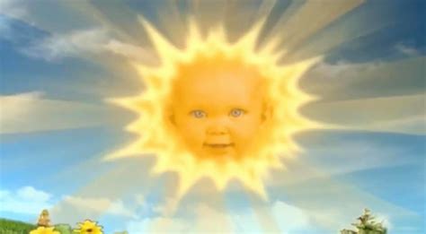 Teletabių saulė su kūdikio veidu