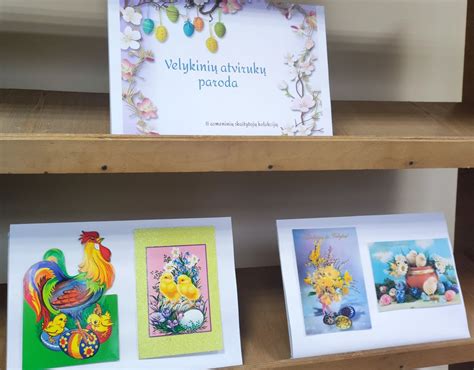 Nuotrauka su Velykų atvirukų paroda