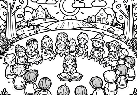 Vaikai sėdintys ratu