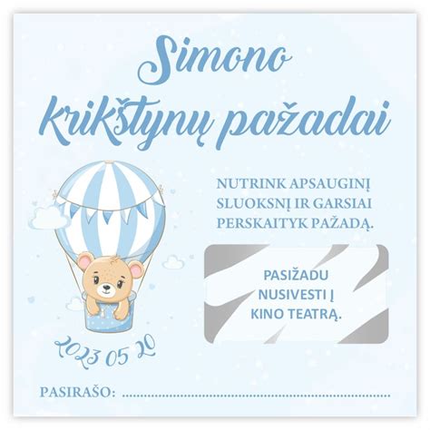 Krikštynų pažadų kortelės