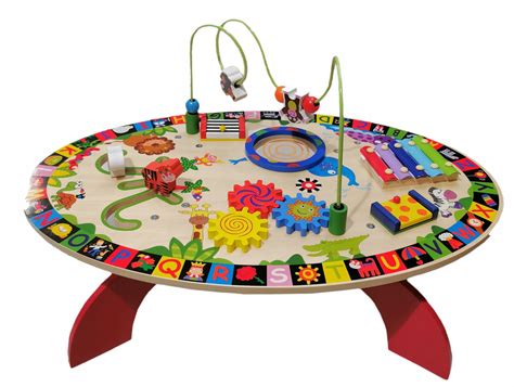 Medinis lavinamasis stalas su įvairiais žaidimo elementais