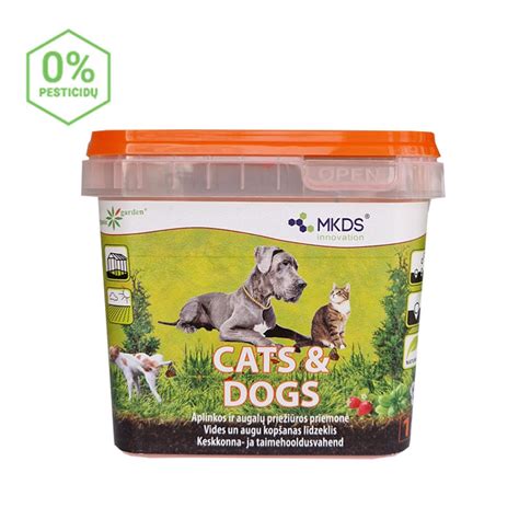 Katė bėga nuo senelio ir šunų