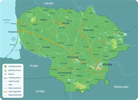 Žemėlapis, rodantis lietuviškų mokyklų ir darželių vietoves Lenkijoje