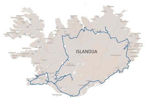 Islandijos žemėlapis su lankytinomis vietomis