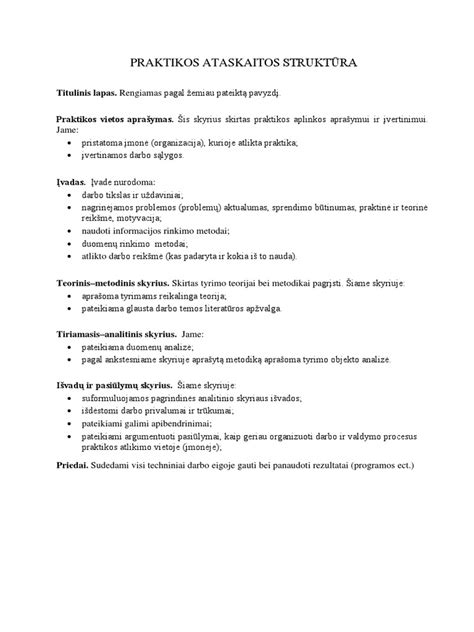 Schema, kaip rašoma praktikos ataskaita