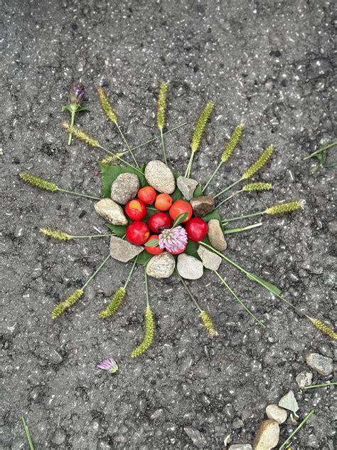 vaikai kuria grybus iš betono ir gamtinių medžiagų