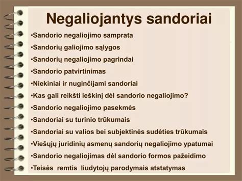 Schema: Sandorio negaliojimo pasekmės