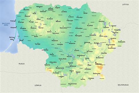 Lietuvos žemėlapis su emigracijos kryptimis