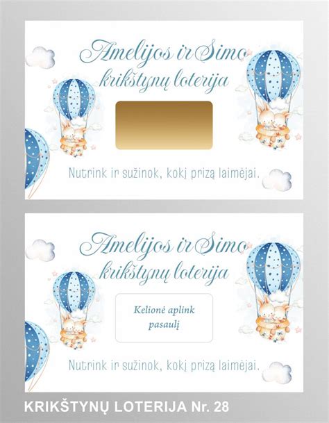 Krikštynų loterijos bilietų dizainas