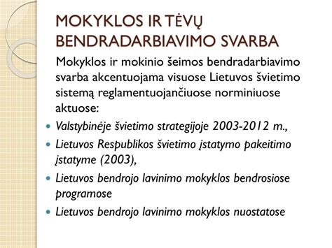 Schema: Partnerystės tarp šeimos ir mokyklos elementai