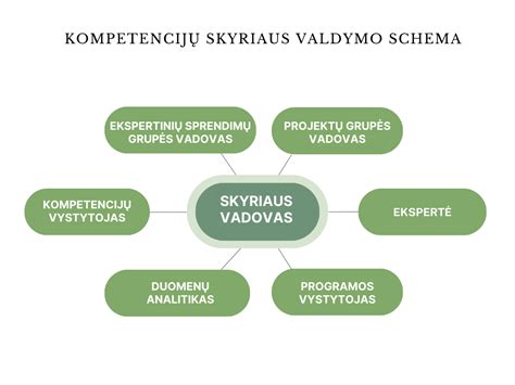 Schema, vaizduojanti pagrindines pedagogo kompetencijų sritis