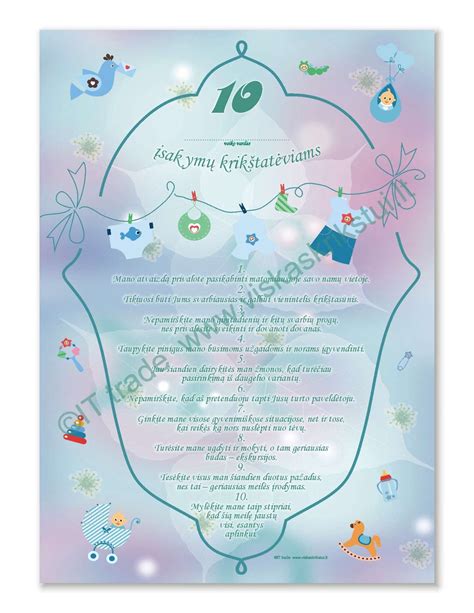 Diplomas su 10 įsakymų tėveliams