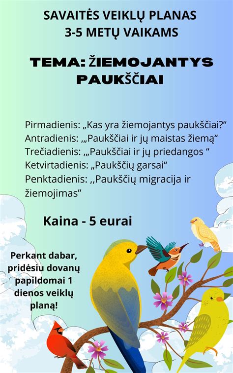 Schema savaitės veiklų lauko darželyje