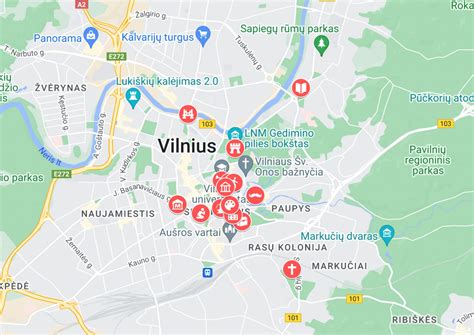 Žemėlapis su Vilniaus darželių lokacijomis