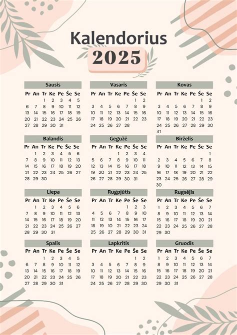 dienos planavimo kalendorius