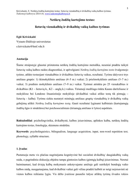 dvikalbių vaikų lietuvių kalbos gebėjimų analizė