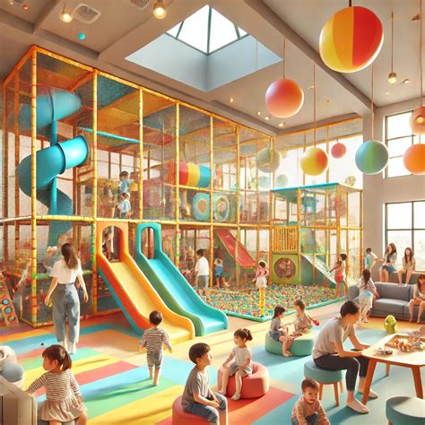 Vaikai žaidžiantys spalvingame žaidimų kambaryje