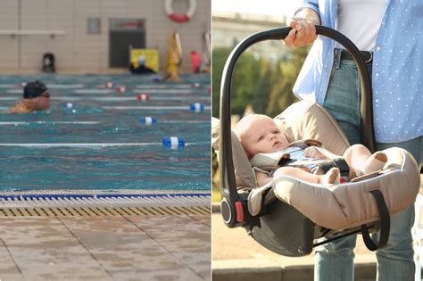 Kūdikis plaukia baseine su tėvais