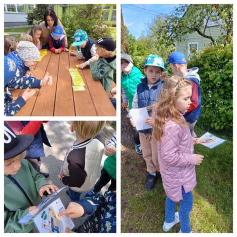 vaikai tyrinėja dobilų pievelę darželio kieme