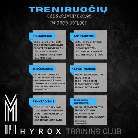 treniruočių grafikas