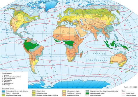 Žemėlapis su klimato zonomis