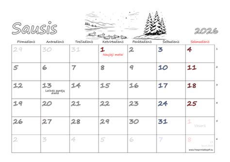 Kalendorius su pažymėtomis rudens atostogomis