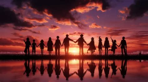 Siluetas motinos ir vaiko ant saulėlydžio fono