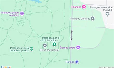 Žemėlapis su Atostogų parko ir Palangos lokacija