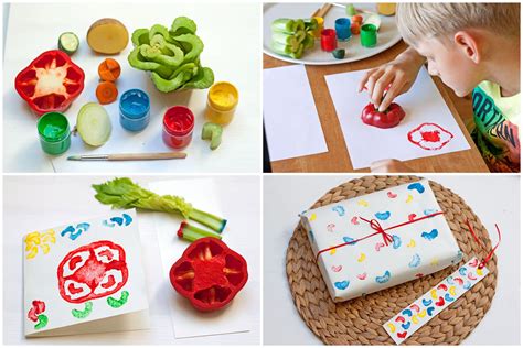 Daržovių antspaudai vaikų kūryboje