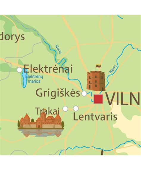 Žemėlapis su lankytinomis vietomis Varšuvoje