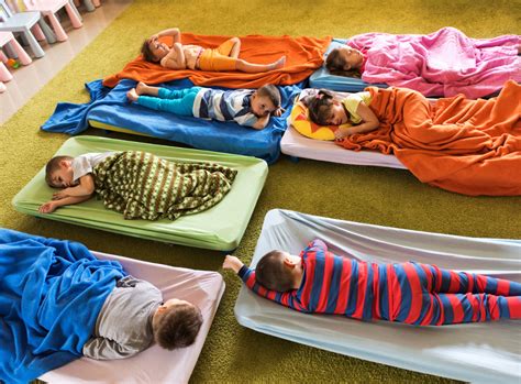 children resting in a quiet room at kindergarten