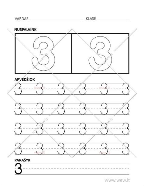 Simbolinis paveikslas su skaičiaus 3 reikšme