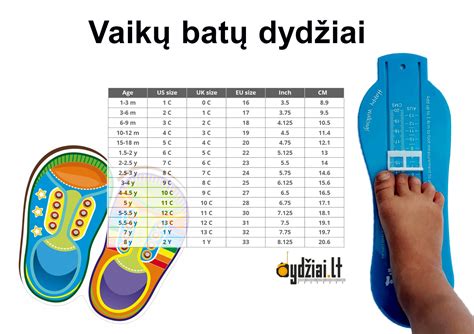 vaikų žieminių batų dydžių lentelė