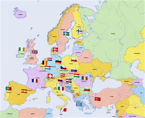 Europa žemėlapyje su pažymėtomis ES valstybėmis narėmis