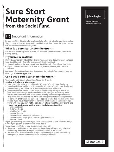 Sure Start Maternity Grant paraiškos procesas