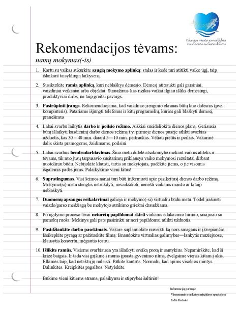 rekomendacijos tėvams dėl vaikų sveikatos