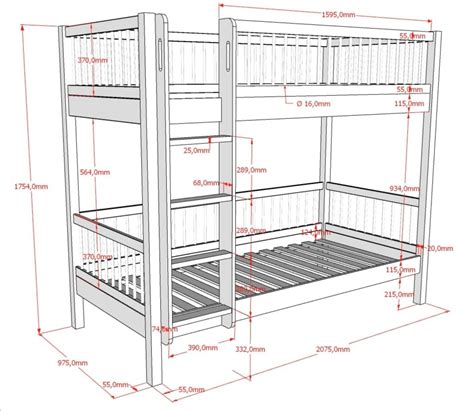 Dviaukštės trivietės lovos schema