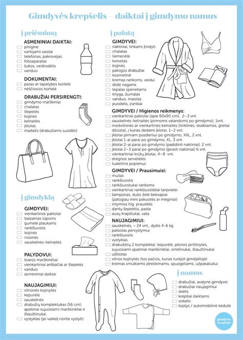 sąrašas daiktams į gimdymo namus
