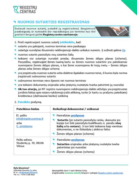 Nuomos sutarties registravimas Registrų centre
