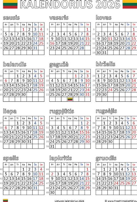 Kalendorius su pažymėtomis dienomis