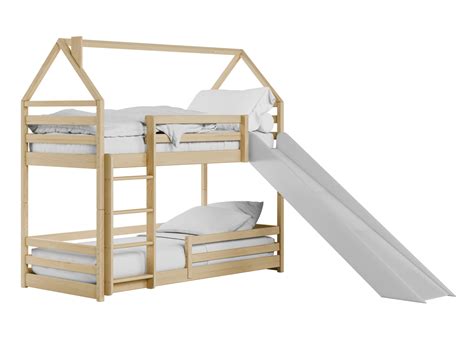 Dviaukštė vaikiška lova su čiuožykla