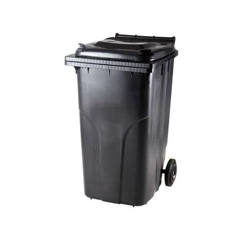 Juodas atliekų konteineris su pavyzdžiais