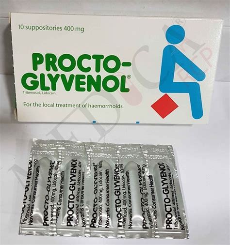 Procto-Glyvenol packaging and active ingredients